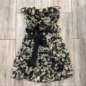 H&M Strapless Ruffle Dress w/ Satin Belt